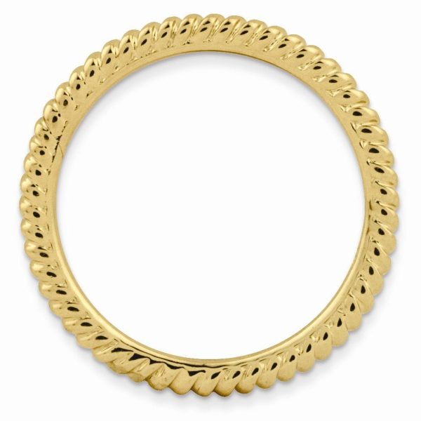 1.5mm Stackable 14K Yellow Gold Plated Silver Twisted Band For Discount