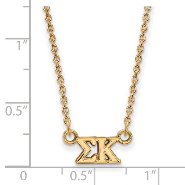 14K Plated Silver Sigma Kappa XS (Tiny) Greek Letters Necklace Discount