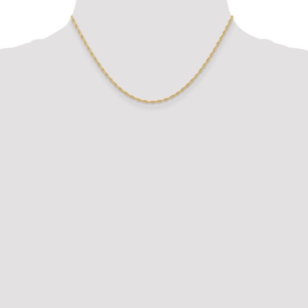 1.5mm 10K Yellow Gold Solid Cable Rope Chain Necklace For Sale