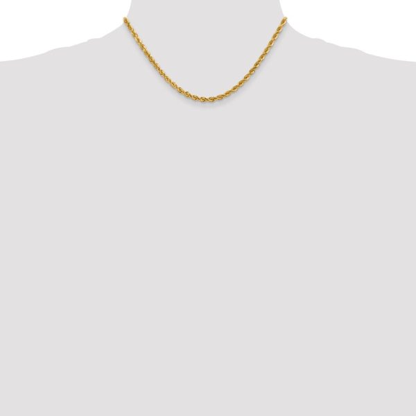 4mm 10k Yellow Gold Diamond-Cut Solid Rope Chain Necklace For Cheap