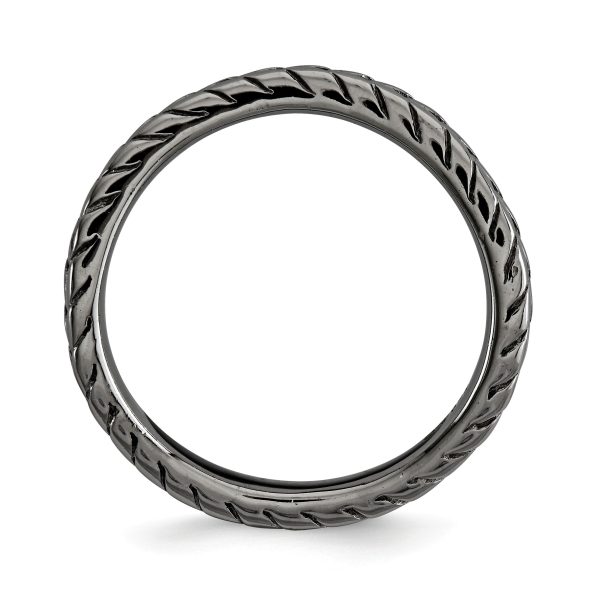 2.25mm Stackable Black Plated Silver Curved Wheat Band For Discount