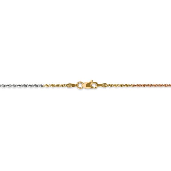 1.5mm 14k Tri-Color Gold D C Solid Rope Chain Anklet or Bracelet Online Sale