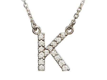 1 8 Cttw Diamond & 14k White Gold Block Initial Necklace, Letter K Cheap