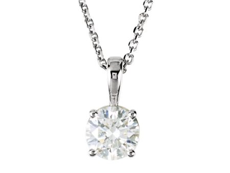 1 2 Carat Round Diamond Solitaire Necklace in 14k White Gold, 18 Inch For Discount