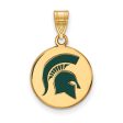 14k Gold Plated Silver Michigan State Medium Enamel Logo Disc Pendant Online Hot Sale