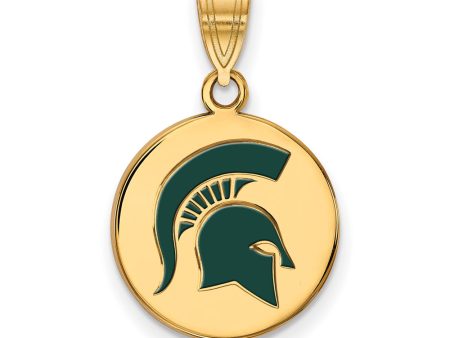 14k Gold Plated Silver Michigan State Medium Enamel Logo Disc Pendant Online Hot Sale