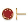 14K Plated Silver Alpha Chi Omega Enamel Disc Post Earrings For Sale