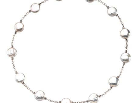 12-13mm White FW Cultured Coin Pearl & Sterling Silver 18-In Necklace Online