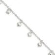 Sterling Silver 2mm Cable Chain And 6mm Puffed Hearts Anklet, 10 Inch Online Sale