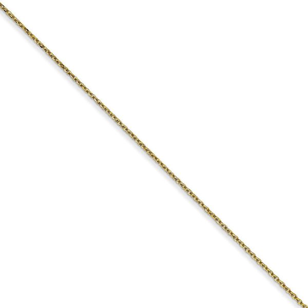 0.6mm 10k Yellow Gold Diamond Cut Solid Cable Chain Necklace For Discount