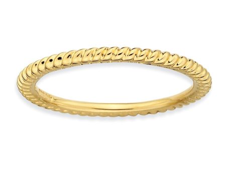 1.5mm Stackable 14K Yellow Gold Plated Silver Twisted Band For Discount