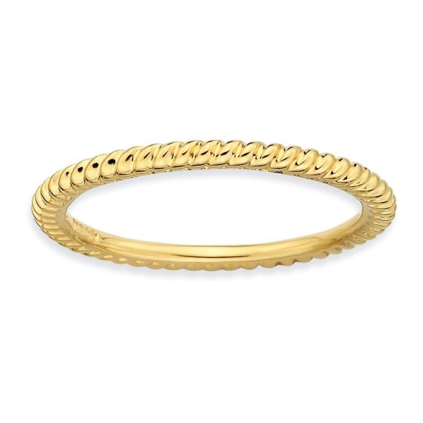 1.5mm Stackable 14K Yellow Gold Plated Silver Twisted Band For Discount