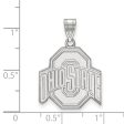 14k White Gold Ohio State Large Logo Pendant For Discount