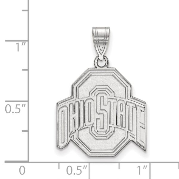 14k White Gold Ohio State Large Logo Pendant For Discount