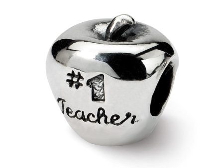 Sterling Silver #1 Teacher Apple Bead Charm Hot on Sale