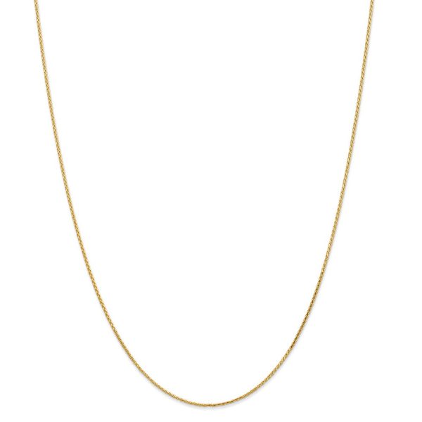 1mm 14k Yellow Gold Diamond Cut Round Wheat Chain Necklace Cheap