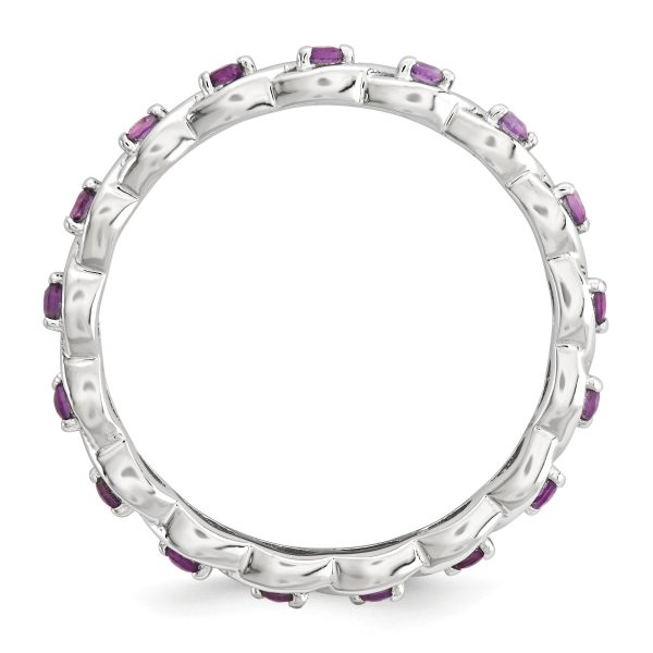 2.5mm Rhodium Plated Sterling Silver Stackable Amethyst Twist Band Online