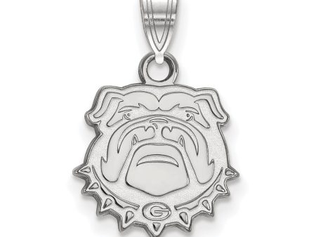 10k White Gold U. of Georgia Small Bulldog Pendant For Discount