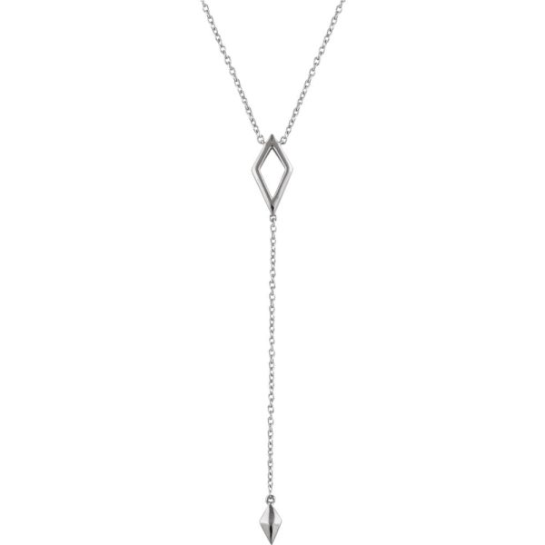 14k Yellow, White or Rose Gold Rhombus Y-Drop Necklace, 16-18 Inch Sale