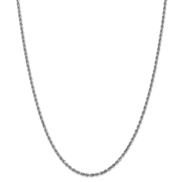 2.25mm, 14k White Gold, Diamond Cut Solid Rope Chain Necklace Online Hot Sale