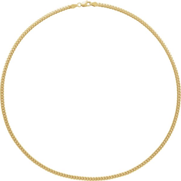 14k Yellow Gold 3.25mm Solid Miami Cuban (Curb) Chain Necklace on Sale