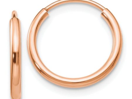 1.5mm x 13mm 14k Rose Gold Polished Endless Tube Hoop Earrings on Sale