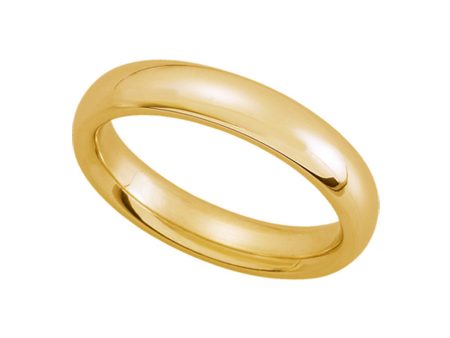 4mm Domed Comfort Fit Wedding Band in 14k Yellow Gold For Sale