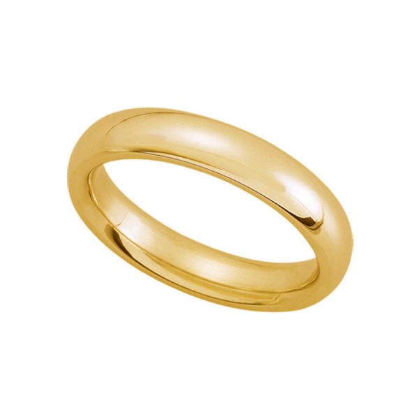 4mm Domed Comfort Fit Wedding Band in 14k Yellow Gold For Sale