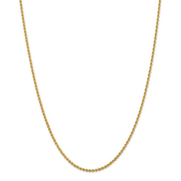 2.25mm, 14k Yellow Gold, Handmade Solid Rope Chain Necklace For Cheap