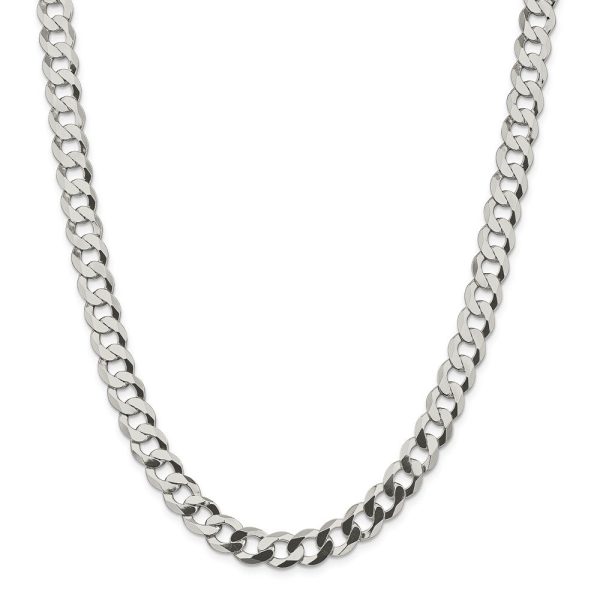 Men s 9.75mm Sterling Silver Solid Flat Curb Chain Necklace Sale