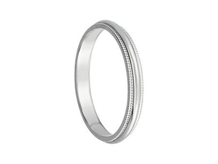 2.5mm Milgrain Edge Domed Band in 14k White Gold on Sale