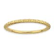 1.5mm Stackable 14K Yellow Gold Plated Silver Crisscross Band For Sale