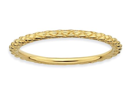 1.5mm Stackable 14K Yellow Gold Plated Silver Crisscross Band For Sale