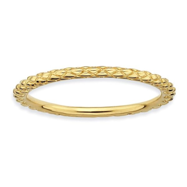 1.5mm Stackable 14K Yellow Gold Plated Silver Crisscross Band For Sale