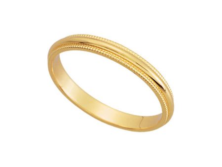 2.5mm Milgrain Edge Domed Band in 14k Yellow Gold For Cheap