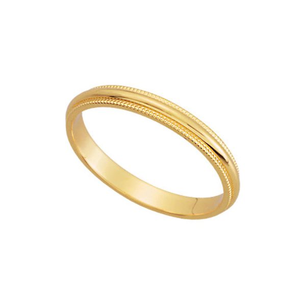 2.5mm Milgrain Edge Domed Band in 14k Yellow Gold For Cheap