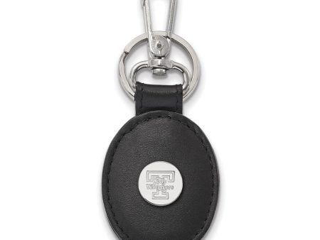 Sterling Silver U of Tennessee Black Leather Key Chain Online Sale