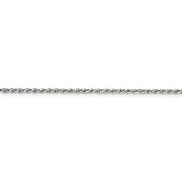 1.7mm, Sterling Silver Diamond Cut Solid Rope Chain Bracelet For Sale