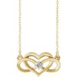 14k Yellow, White or Rose Gold Diamond Infinity Heart Necklace 16-18in Sale