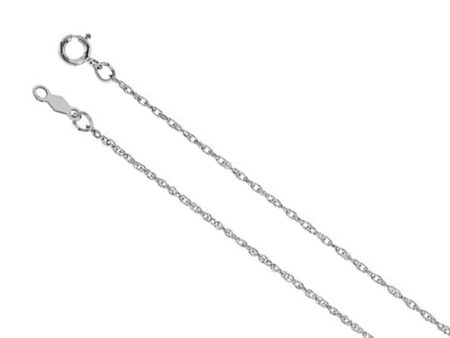 1mm 14k White Gold Solid Loose Rope Chain Necklace on Sale