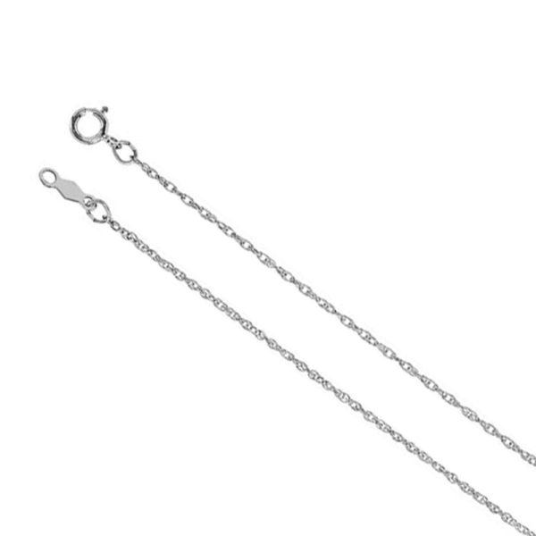 1mm 14k White Gold Solid Loose Rope Chain Necklace on Sale