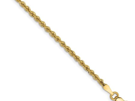 2.25mm, 14k Yellow Gold, Handmade Solid Rope Chain Anklet or Bracelet For Cheap