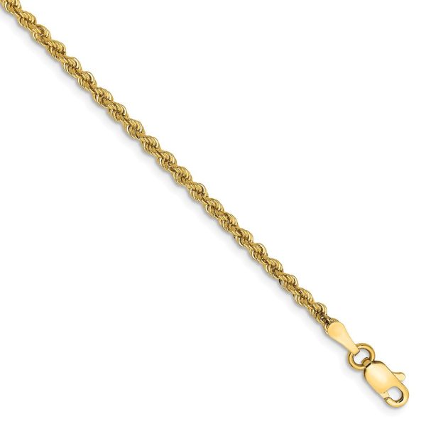 2.25mm, 14k Yellow Gold, Handmade Solid Rope Chain Anklet or Bracelet For Cheap