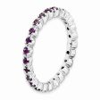 2.25mm Sterling Silver Stackable Prong Set Amethyst Band Online now