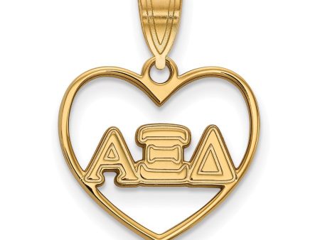 14K Plated Silver Alpha Xi Delta Heart Greek Letters Pendant on Sale