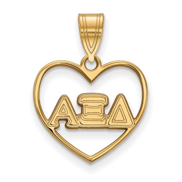 14K Plated Silver Alpha Xi Delta Heart Greek Letters Pendant on Sale