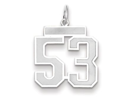 14k White Gold, Jersey Collection, Medium Number 53 Pendant For Cheap