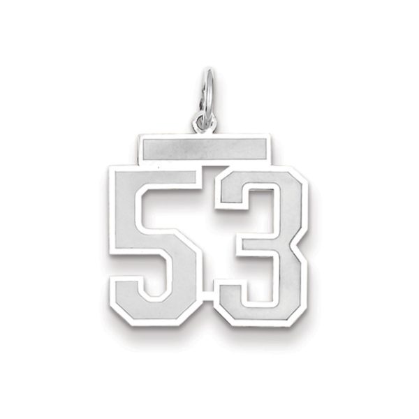 14k White Gold, Jersey Collection, Medium Number 53 Pendant For Cheap