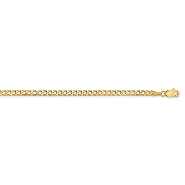 2.75mm 14k Yellow Gold Hollow Curb Chain Necklace Supply