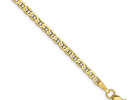 10k Yellow Gold, 2.4mm Flat Anchor Chain Anklet For Cheap